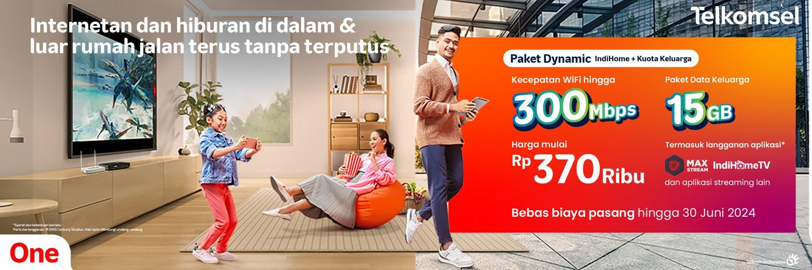 IndiHome,Telkomsel,Sales IndiHome Telkomsel,Promo IndiHome,IndiHome Paket Complete Dynamic Telkomsel One